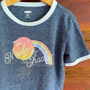 5/$30💥 Linen! 🌈🌴 Tropical Holiday Rainbow Sunset Graphic Tee Made in the Shade